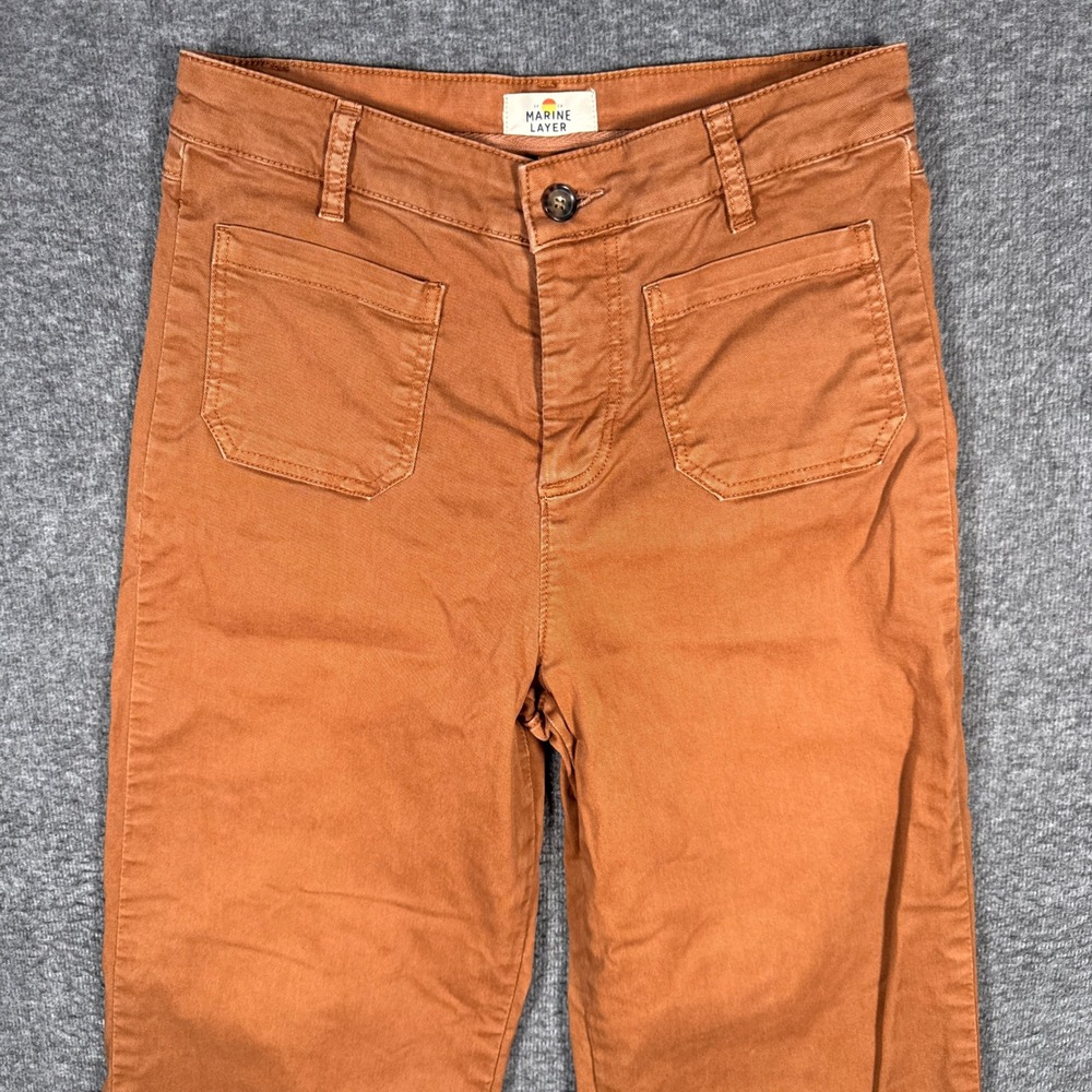 Marine Layer Bridget Pants Womens 6 Baked Apple Wide Leg Crop High Rise Stretch